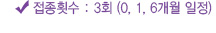 접종횟수 : 3회 (0, 1, 6개월 일정)