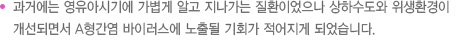 과거에는 영유아시기에 가볍게 알고 지나가는 질환이었으나 상하수도와 위생환경이 개선되면서 A형간염 바이러스에 노출될 기회가 적어지게 되었습니다.